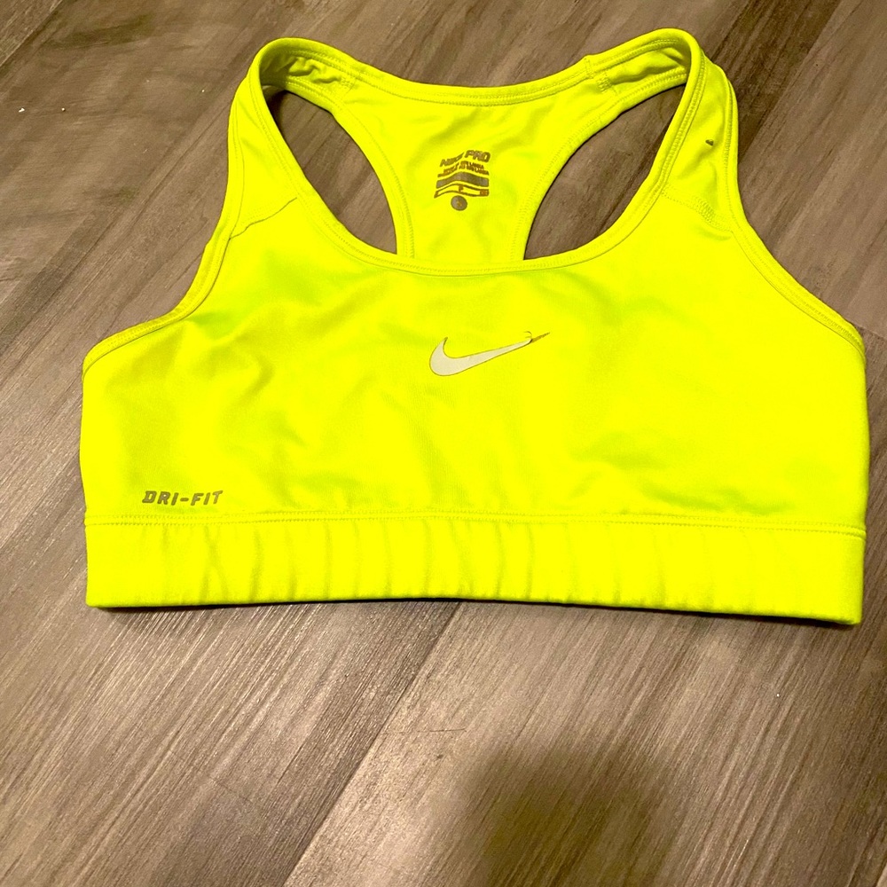 Fluorescent yellow Nike Sports bra